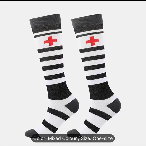 5 Pairs Medical Novelty Pattern Compression Knee High Socks - Picture 6 of 9